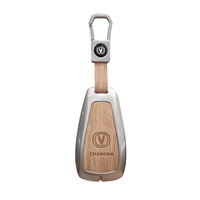 Housse de clé de voiture compatible avec Changan CS35 CS55 CS75 Plus Eado UNI-T UNI-K, étui de clé de voiture en métal et cuir pour Oushang X5 X8 EV