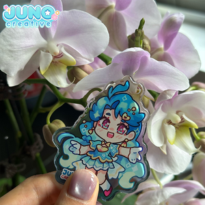 Juno Sáng Tạo Vòng Cắt Cạnh Acrylic Quyến Rũ Bevel Cắt Epoxy Cảm Thấy <span class=keywords><strong>Keychain</strong></span> - Product Image 3