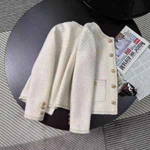 Veste Courte en Tweed pour <span class=keywords><strong>Femme</strong></span>, Style Français, <span class=keywords><strong>Printemps</strong></span>-Automne, Légère, Décontractée, Col Rond, Tendance Coréenne, Élégante - Product Image 6