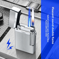 Briquet à cigare gonflable DEBANG en métal, double torche, double flamme commutable, gravure de logo personnalisée, briquet portable, cadeau