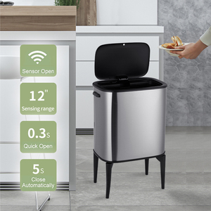 Bán buôn thương mại hộ gia đình Pin hoạt động 18L kép khoang thép không gỉ cảm biến chuyển động thùng rác có thể Bote basura cảm biến - Product Image 2