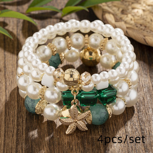<span class=keywords><strong>4</strong></span> ensembles de bracelets bohèmes créatifs pour femmes, bijoux étoile de mer, perles multicouches, bracelet à perles - Product Image 4