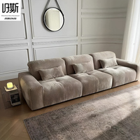 Zeitgenössisches Chesterfield-Stil Minimalistisches Chenille-Sofa mit Abnehmbarer Hoher Rückenlehne, L-förmiges Dreisitzer-Wohnzimmer-Set