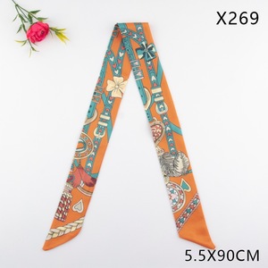 春の新作、人気急上昇中のムスリム向け幾何学模様スクエアチェーンフェザーツイルシルク装飾リボンラップバッグロングスカーフ（女性用） - Product Image 6