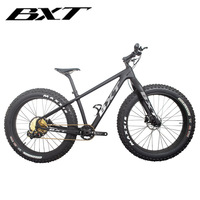 Cadre de vélo à pneus larges en carbone BXT New Snow, crochet arrière, espace arrière 190 mm, axe traversant, espace arrière 197 mm, pneus 26*4.8, cadre et fourche de vélo en carbone pour la neige