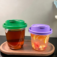 Cetak Kustom Gelas Plastik PET PP Dabba Cup 8oz 12oz 16oz, Gelas Kopi Sekali Pakai dengan Tutup dan Sedotan untuk Penggunaan Kafe