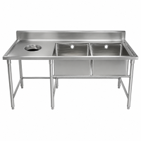 Évier de cuisine professionnel en acier inoxydable 304 pour vaisselle sale, compatible avec les lave-vaisselle, équipement de cuisine de restaurant, direct usine