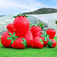 Vente directe d'usine, sculpture de fraise géante en fibre de verre imperméable, faite à la main, personnalisable, écologique, pour l'extérieur