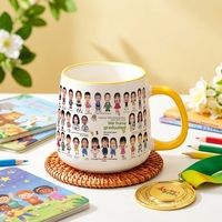 Mug en céramique personnalisé mignon avec logo autoportrétaisant – Cadeau commémoratif de fête de remise des diplômes de la maternelle