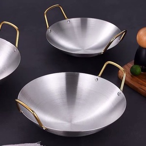 <span class=keywords><strong>Wok</strong></span> de Acero Inoxidable con Doble Asa y Base Cruzada, Olla de Cocina con Mango de Madera, Suministro Comercial Específico para Hoteles - Product Image 6