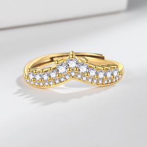 RFJEWEL 2026 Nuevo Anillo Ajustable con Corona Chapada en Oro/Plata, Circonita Cúbica, Joyería Moderna y a la Moda para Mujer, Venta al Por Mayor - Product Image 6