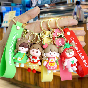 Cartoon Braided Girl Doll Keychain Rubber Pendant Multi-color Cute <b>Bag</b> <b>Charm</b> - Product Image 1