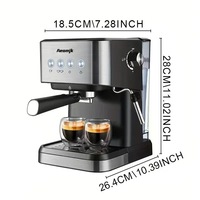 Machine à café expresso semi-automatique portable pour hôtels avec système de mousseur à lait, chaudière en acier inoxydable, capacité de 1,5 L
