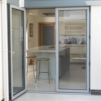 Porte intérieure en aluminium à ouverture plate pour toilettes et cuisine, avec persienne de ventilation et serrure de confidentialité