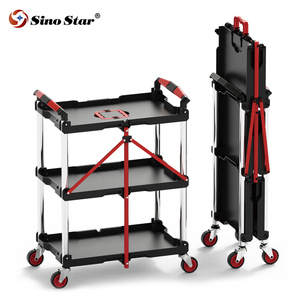 Carrello Pieghevole Multifunzionale a 3 Ripiani per Riparazione Auto/<span class=keywords><strong>Moto</strong></span>, Carrello Portaoggetti Domestico Pieghevole SP00868 - Product Image 1