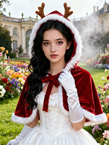 En gros, <span class=keywords><strong>Costume</strong></span> <span class=keywords><strong>de</strong></span> Noël pour adulte : Cape en velours rouge avec bordure en fausse fourrure et chapeau <span class=keywords><strong>de</strong></span> cerf, pour spectacles <span class=keywords><strong>de</strong></span> personnages <span class=keywords><strong>de</strong></span> fêtes - Product Image 6