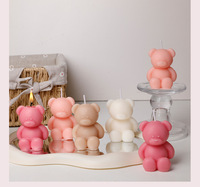 Bougie en forme d'ours dans un bocal, figurine mignonne, souvenir rose, mini bougie personnalisée unique en cire de soja parfumée, ours en peluche pour baby shower