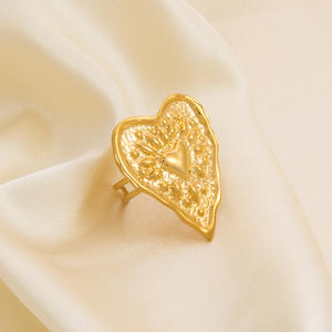 Heart-Shaped Gold Plated Stainless Steel <b>Rings</b> Unisex Jewelry Gift Fashion Accessory Yiwu Origin Geometric Design JZ21211 21214 - Product Image 4