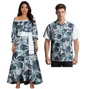 Chemises pour hommes Vêtements assortis pour couples Ensembles de tenues de couple tribal polynésien Samoan Puletasi Plus Size Tatau Dresses - Product Image 3