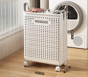 Panier <span class=keywords><strong>à</strong></span> <span class=keywords><strong>linge</strong></span> mince avec couvercle Panier <span class=keywords><strong>à</strong></span> <span class=keywords><strong>linge</strong></span> en plastique pliable avec roues <span class=keywords><strong>Chariot</strong></span> <span class=keywords><strong>à</strong></span> <span class=keywords><strong>linge</strong></span> roulant avec poignée pour un transport facile - Product Image 2