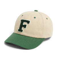 Casquette de baseball verte de haute qualité à 6 panneaux, style hip-hop, avec logo brodé 3D personnalisé, visière incurvée bicolore, chapeau de sport