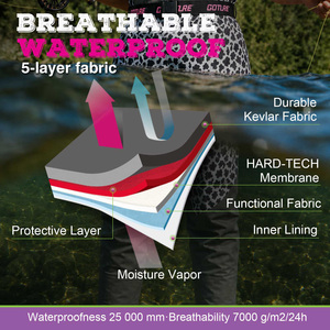 Combinaison de pêche à la mouche respirante et imperméable pour femmes, avec <span class=keywords><strong>cuissardes</strong></span> renforcées en Kevlar 5 couches et <span class=keywords><strong>chaussettes</strong></span> en néoprène – Vente en gros - Product Image 5