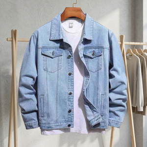 Veste en jean en toile pour hommes, coupe ajustée, col montant, hiver, pour adolescents et garçons, vente en gros - Product Image 3