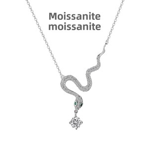 Fine <strong>Boho</strong> Jewelry Dainty Moissanite Snake Pendant <strong>Necklace</strong> for Women 925 Sterling Silver Snake Charm <strong>Necklace</strong> - Product Image 1