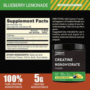 OEM ODM Factory Direct <strong>Creatine</strong> Monohydrate Powder 200g 5g Per Serving Blueberry Lemonade Flavor for Muscle Building - Product Image 5