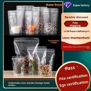 Sacs Zip-Lock Transparents Épaissis Autoportants avec Fenêtre Hermétique pour Snacks, Fruits Secs, Céréales Mixtes, Thés aux Fleurs ; Plastique - Product Image 1