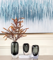 Vente chaude Moderne De Luxe Ovale Vase En Verre Ornement Creative Salon Hydroponique Fleur Vase En Cristal Pour La Décoration De Bureau