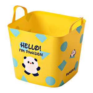 Pandea Family Plastic Storage Basket Rectangle With Handle For Picnic Outdoor Use Yellow White Pink - Product Image 5
