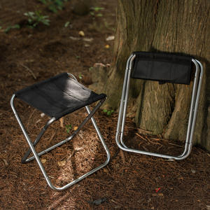 Outdoor Portable Aluminum Alloy <b>Folding</b> <b>Stool</b> Square Minimalist Design Foldable Camping Fishing Garden Chair 20x25x28cm - Product Image 1