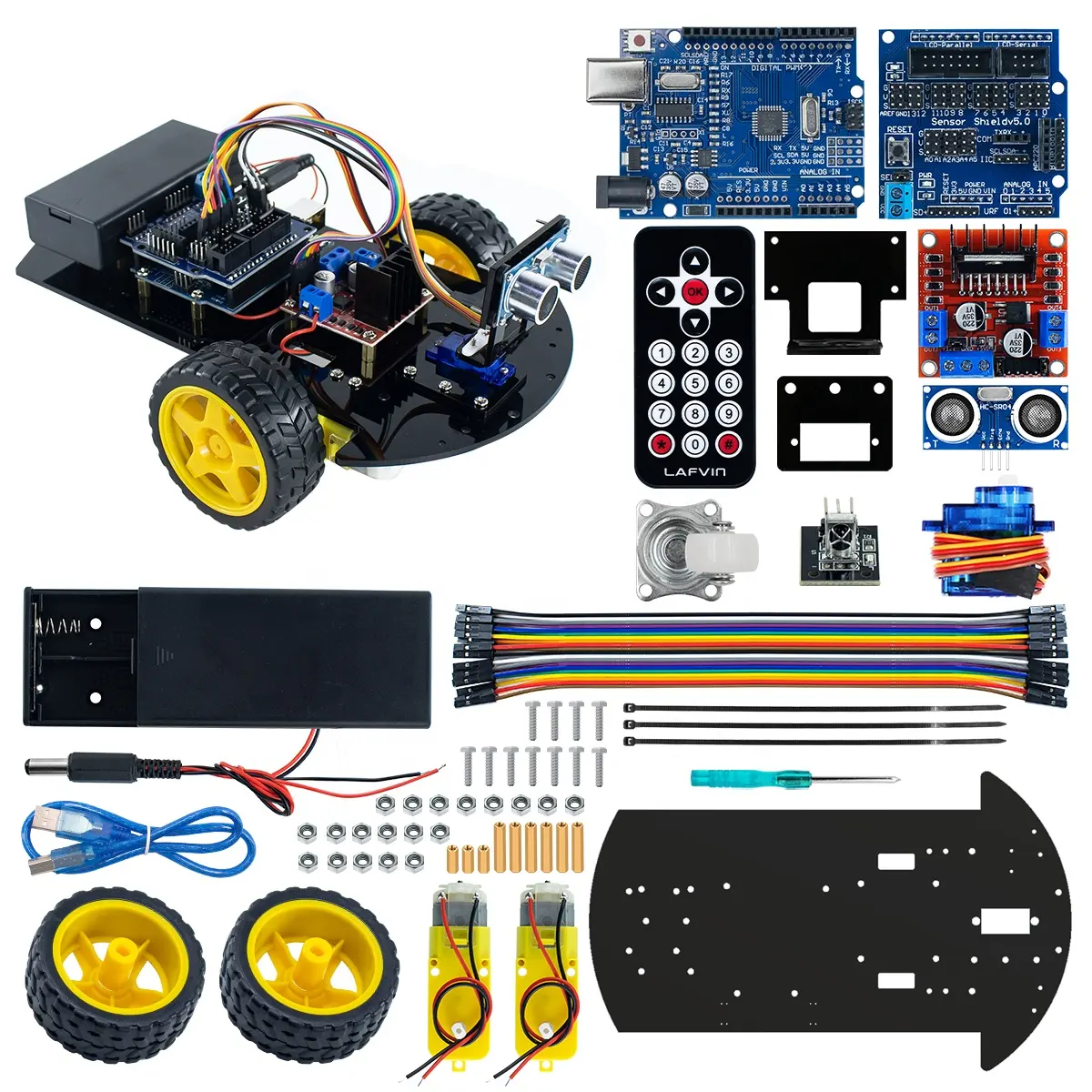 Smart Robot Car 2WD Chassis Kit Ultraschall modul, Fernbedienung für Arduino UNO Set mit Tutor ail