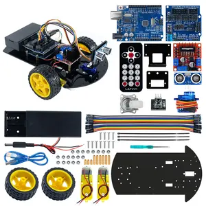 スマートロボットカー2WDシャーシキット超音波モジュール、Arduino UNOセット用リモート、チュトレール付き