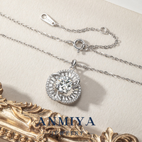 Elegante Collar con Colgante de Halo en Espiral de Plata 925 con Moissanita para Aniversario, Boda, Fiesta, Uso Diario, Regalo de Joyería