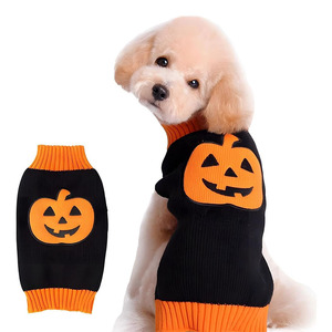 Pull en tricot noir en coton pour animaux de compagnie, motif citrouille d'Halloween, pour chiens et chats, petites, moyennes et grandes tailles - Product Image 2