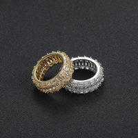 Bague en laiton Hip Hop avec zircon de 9 mm pour hommes