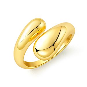 Adjustable Open Teardrop <b>Ring</b> | 18K PVD Gold Stainless Steel Sculptural <b>Statement</b> <b>Ring</b> for Women | Waterproof & Hypoallergenic - Product Image 1