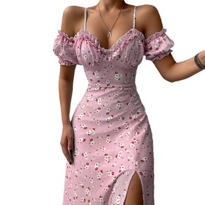 Nouvelles robes sexy ajustées à fleurs et à épaules dénudées pour femmes, mode - Product Image 6
