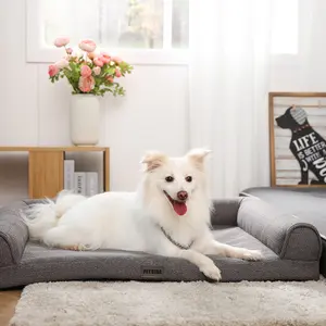 Large Dog Sofa Couch Bolster Bed Memory Foam Orthopedic Pet Bed With Removable Cover
