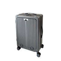 Koper Spinner ABS Bukaan Depan dengan Tempat Minum, Koper Travel Multifungsi, Koper Boarding, Koper Pelajar 24-inci Anti-jatuh