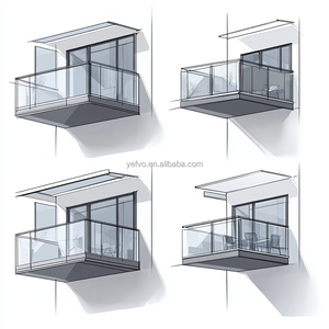 Yefvo thiết kế mới nhôm kính lan can cố định cửa sổ kính lan can ban công cho cầu thang vườn biệt thự an ninh kính bảng điều chỉnh lan can - Product Image 3