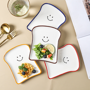 High-temperature Resistance Ceramic Plate Creative Toast Bread Shape Plate <strong>Dessert</strong> <strong>Tray</strong> for Breakfast - Product Image 5