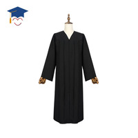 Robe de graduation noire mate en gros et chapeau et étole