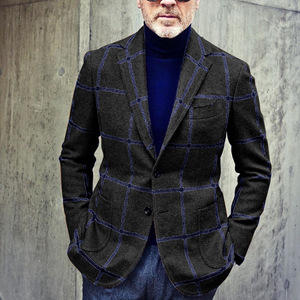 Herren Karierter Einknopf-Freizeitanzug Jacke Blazer Mantel <span class=keywords><strong>Bisou</strong></span> - Product Image 4