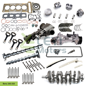 Piston avec segments, vilebrequin, coussinets de bielle, chaîne de distribution, kit complet de joints, pompe à huile OE A2600100021 pour Benz M260.920 - Product Image 1