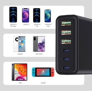 USB C Fast Charger 100W GaN Compact 6 Port GaN <b>Charging</b> Station Portable Wall PD Charger Power <b>Adapter</b> for Samsung Note Galaxy - Product Image 3