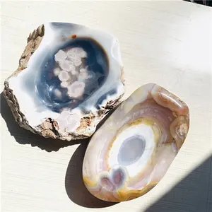 Hand carved cherry blossom agate bowl natural quartz singing crystal bowls for healing