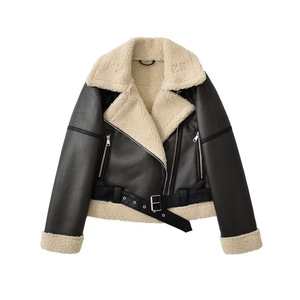 <span class=keywords><strong>Chaqueta</strong></span> de Mujer Personalizada de Piel de Cordero Genuina, <span class=keywords><strong>Chaqueta</strong></span> de Invierno de Manga Larga con Cremallera y Ajuste Entallado - Product Image 3